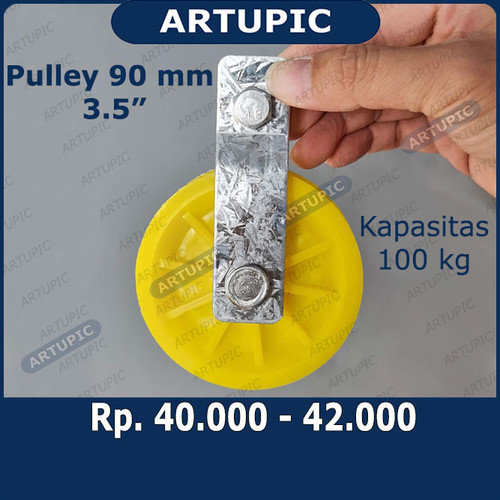 Foto Produk Pulley Katrol 90 mm 3.5 Inch untuk nipple terpal kandang Kapasitas 100 dari ArtupicPeralatanPeternak