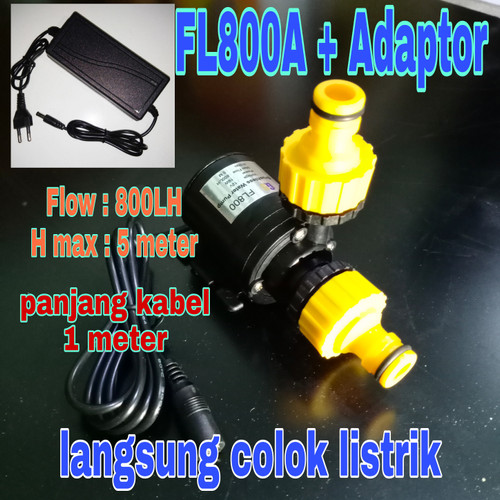 Foto Produk Pompa air celup mini DC 12V FL800A + ADAPTOR dari GG outlet