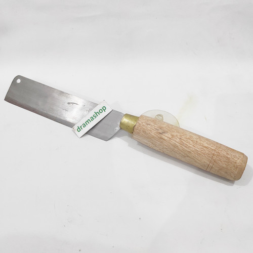 Foto Produk Pisau dapur steinless kotak lebar medium gagang kayu bulat murah dari dramashop