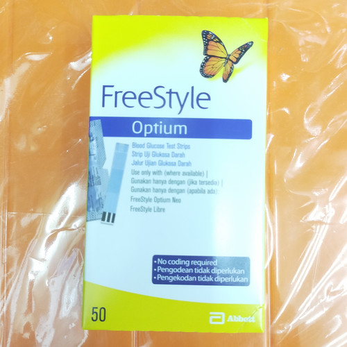 Foto Produk STRIP GULA OPTIUM / ABBOTT FREESTYLE OPTIUM GLUCOSE STRIP ISI 50STRIP dari AJ medical