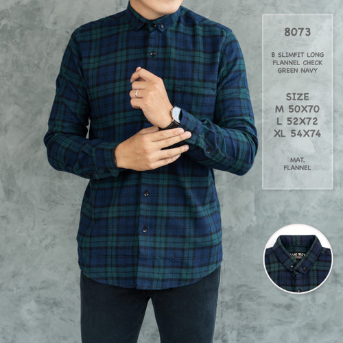 Foto Produk Kemeja Flanel Pria Lengan Panjang Hitam Abu / Baju Casual Cowo Cowok dari Simpleclothes.id