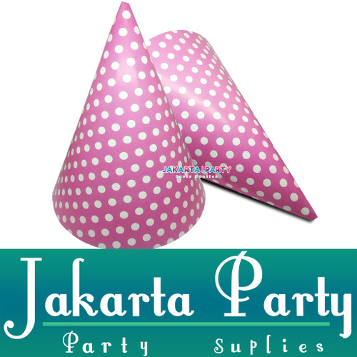 Foto Produk Topi Kerucut Pink Polkadot / Topi Ultah / Topi Ulang Tahun dari Jakarta Party