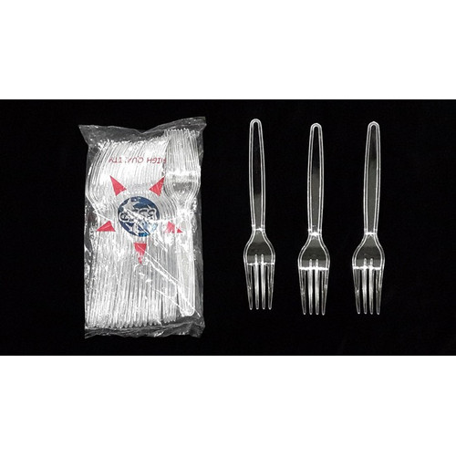Foto Produk Garpu Makan Plastik Bening / Garpu Panjang Bahan Plastik Transparan dari Laris49