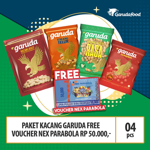 Foto Produk Paket Kacang Garuda Free Voucher Nex Parabola Rp 50.000,- dari GarudaFood