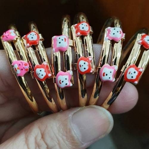 Foto Produk Gelang bulat bangle bayi karakter binatang lucu totoro emas asli 1gram dari Nona Keriting