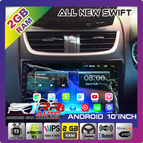 Foto Produk All new swift 2013-2018 | head unit android 10in (free kamera parkir) dari autotesla,car android