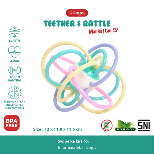 Foto Produk IQAngel Manhattan 12 Teether Rattle Toy / Gigitan Bayi / Mainan Bayi dari KSM Baby and Kids