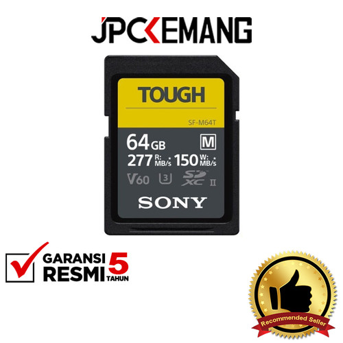 Foto Produk Sony SD Card SDHC SDXC 64GB 277MB/s UHS-II SF-M64T TOUGH GARANSI RESMI dari JPCKemang