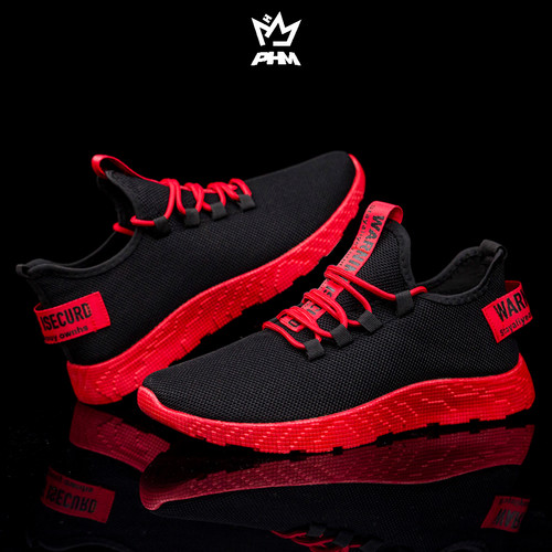 Foto Produk PHM Shoes Sepatu Pria Sneakers Import Sepatu Olahraga Kasual PHM103 - Hitam Merah, 44 dari PHM Official Store