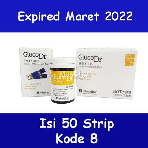 Foto Produk Strip GlucoDr Isi 50 BioSensor Gluco Dr Tes Gula Darah AGM-2100 50pcs dari Maestro Listrik