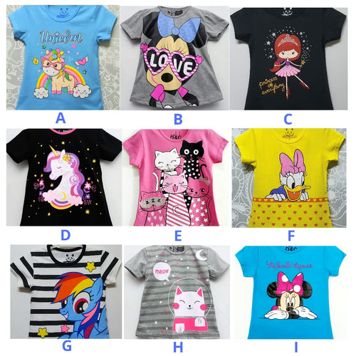 Foto Produk Kaos Baju Atasan Anak Perempuan Size 1-6 Tahun - 1 tahun dari Posikids