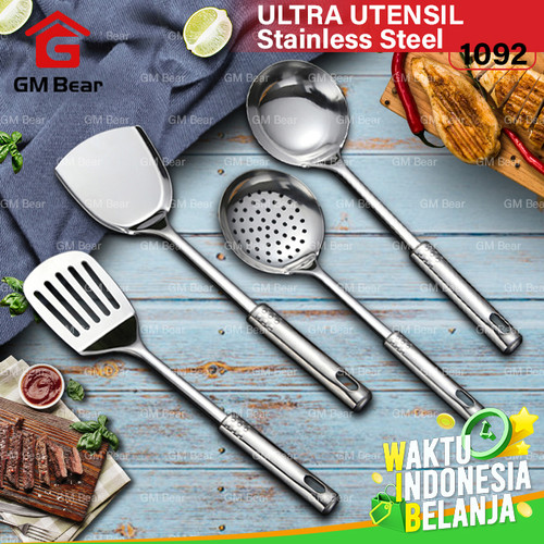 Foto Produk GM Bear Spatula Set isi 4pcs 1092 - Spatula Sutil Stainless Steel dari GM Bear