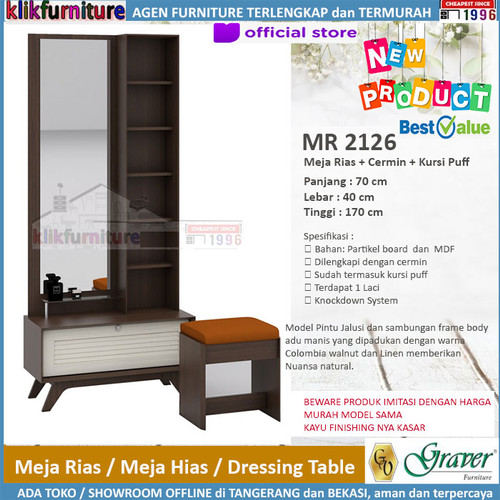 Foto Produk MR 2126 Meja Rias Dressing Table Set Viral Series Graver dari klikfurniture