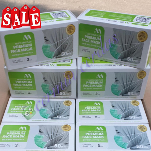 Foto Produk Masker Hijab 3 Ply Headloop Medis Disposable Surgical Mask Original - MULTI ONE PLUS dari CERMIN CERDAS