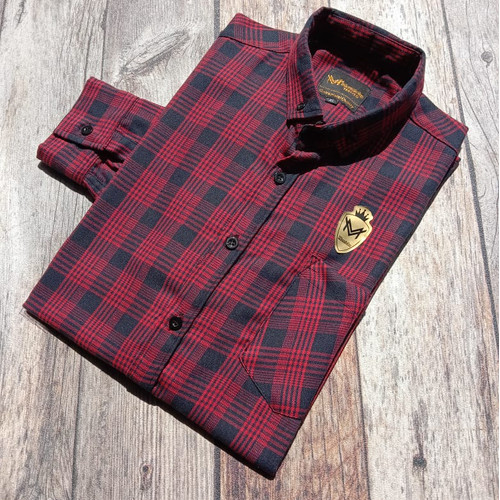 Foto Produk Kemeja Pria Flanel Flannel Navy Maroon Panjang Kantor Levis Slimfit - L dari ALJOSA