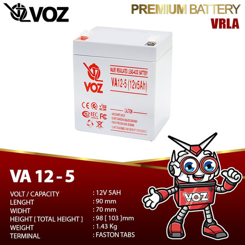 Foto Produk Voz 12V 5 Ah VRLA - Baterai UPS dari manekistore