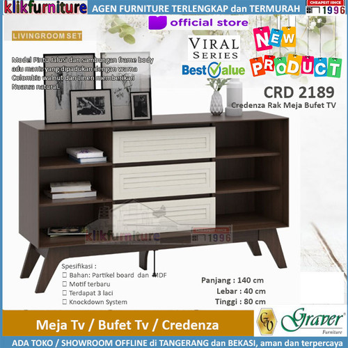 Foto Produk CRD 2189 Graver Viral Credenza Meja Tv Bufet Rak Tv dari klikfurniture
