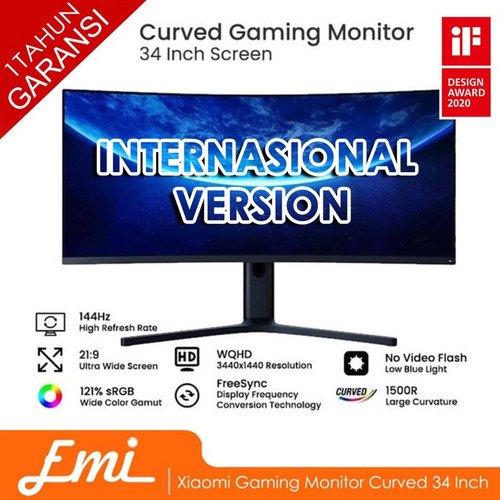 Jual Xiaomi Gaming Monitor Curved 34 Inch 144Hz WQHD 3440