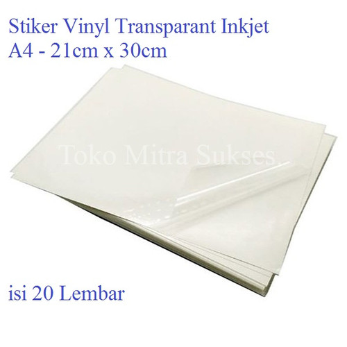 Foto Produk Stiker Vinyl Transparant Inkjet A4 dari Toko Mitra Sukses