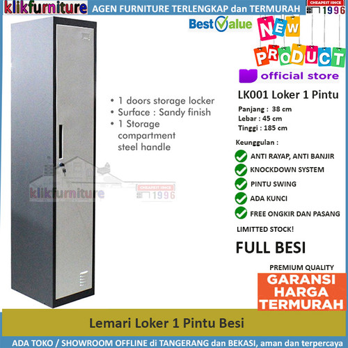 Foto Produk Lemari Loker Locker Cabinet 1 Pintu Full Besi LK001 dari klikfurniture