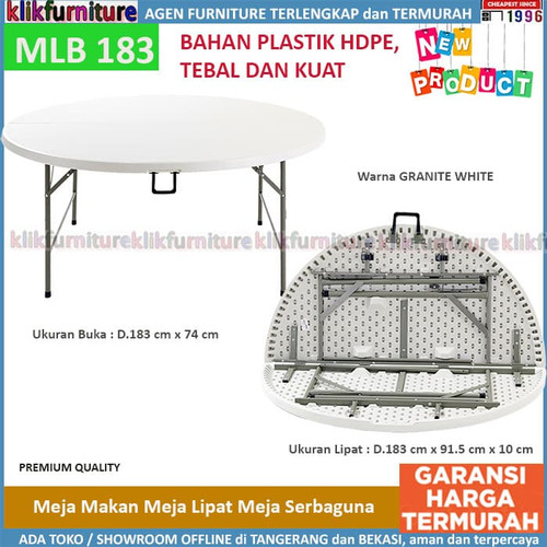 Foto Produk Meja Makan Lipat Bulat Kaki Besi MLB 183 SAPPORO MALATYA dari klikfurniture