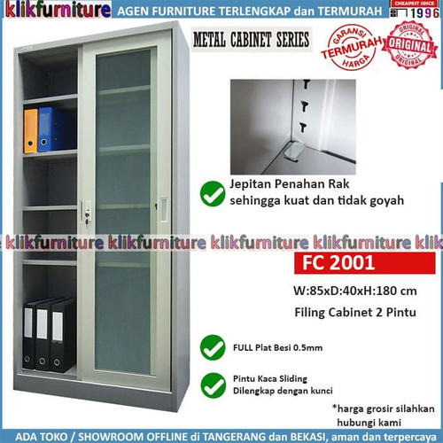 Foto Produk Lemari Arsip Filing Cabinet Besi Sliding Kaca FC 2001 SAPPORO FULDA dari klikfurniture