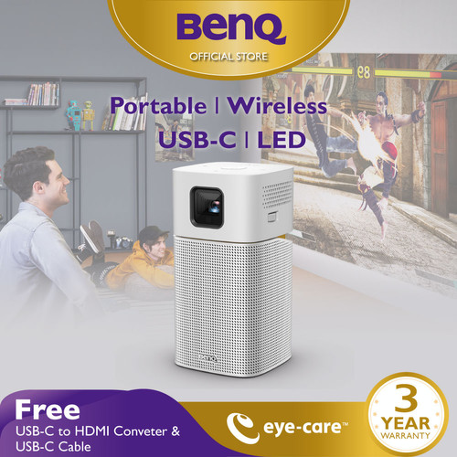 Foto Produk Mini Wireless Projector BenQ GV1 Portable Bluetooth Speaker USB-C HDMI dari BenQ Official Store