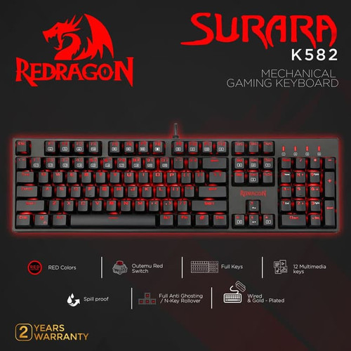 Foto Produk Redragon K582TGB Mechanical Gaming Keyboard RGB SURARA dari manekistore