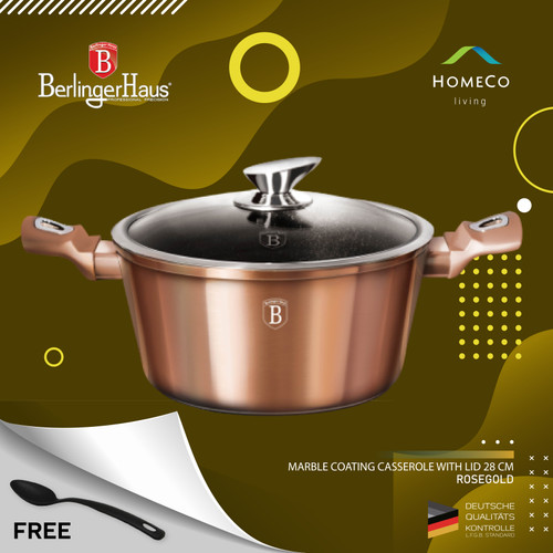 Foto Produk BERLINGER HAUS CASSEROLE WITH LID 28 CM ROSE GOLD / PANCI BERTUTUP dari Homeco Living Official