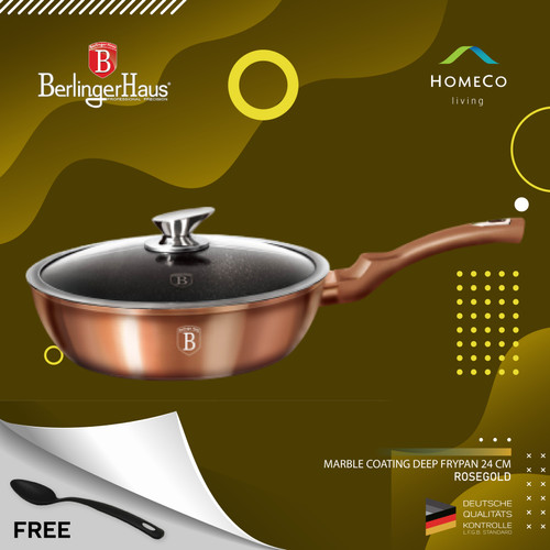 Foto Produk BERLINGER HAUS DEEP FRYPAN WITH LID 24 CM ROSE GOLD / WAJAN BERTUTUP dari Homeco Living Official