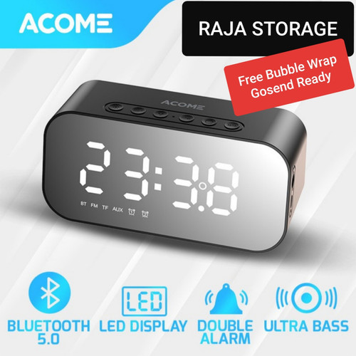 Foto Produk Acome A5 Speaker Bluetooth 5.0 Jam Alarm LED Display Ultra Bass - Speaker Only dari Raja Storage