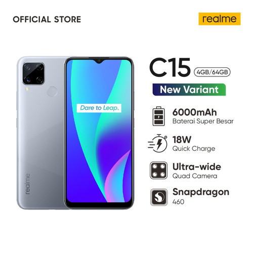 Foto Produk Realme C15 4/64GB 6000mAh, 18W Quick Charge, Ultra-Wide Quad Camera - Silver, 4-64 dari Evogad Official
