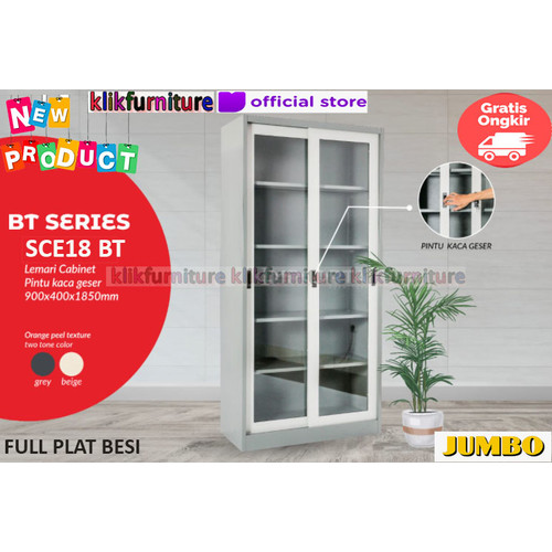 Foto Produk Lemari Arsip Filing Cabinet Besi Pintu Sliding KACA SCE18 BT dari klikfurniture