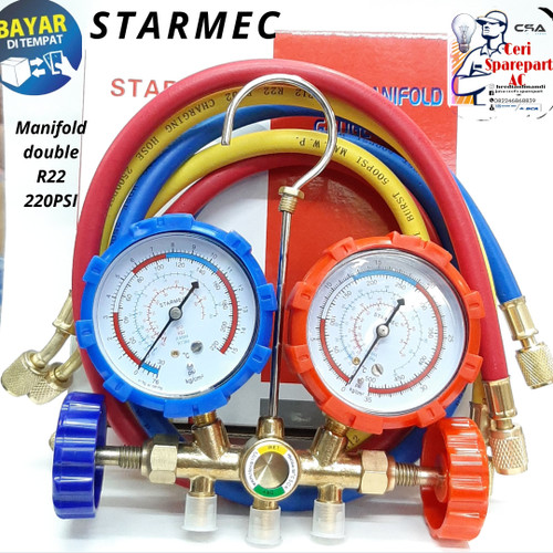 Foto Produk teasting manifold double AC R22 R134 R404 R12 charging valve starmec dari VIP AC Electrik