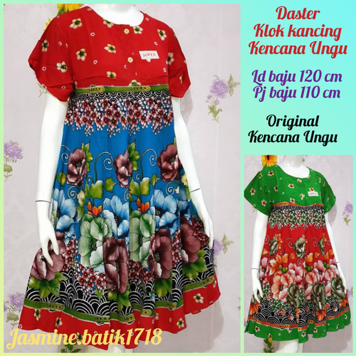 Foto Produk DASTER KLOK BOBOK WARNA KENCANA UNGU KUI dari jasmine.batik1718
