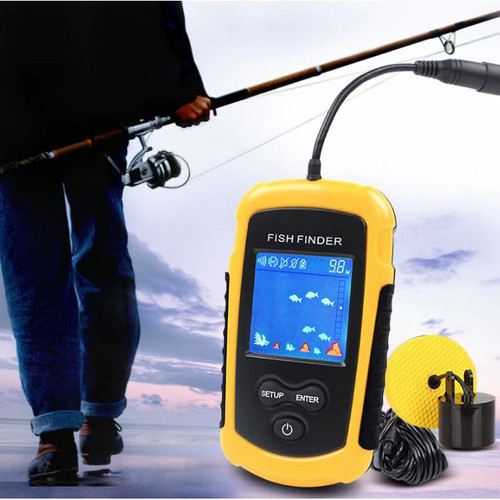 Foto Produk Alat Pelacak Ikan Portable Sonar Fish Finder Cable 4x4 Inch Display 10 - Kuning dari goods place_id