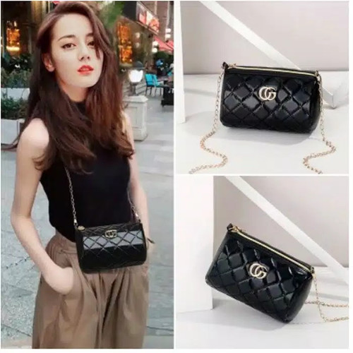 Foto Produk TAS SELEMPANG WANITA IMPORT SLING BAG MINI WARNA HITAM TALI RANTAI dari fawwazgallery
