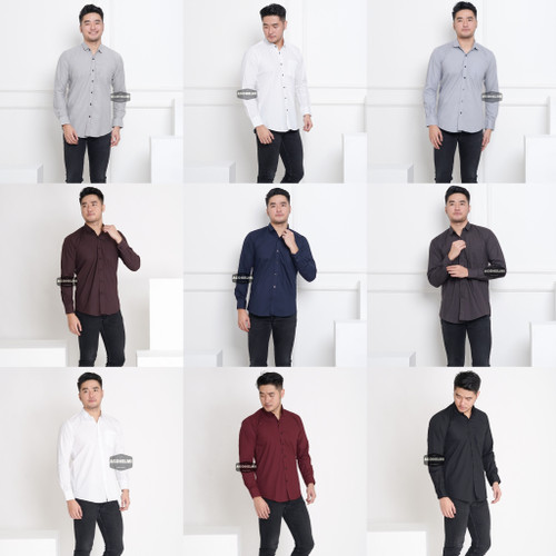 Foto Produk Baju Kemeja Lengan Panjang Pria Polos Big Size XXL Jumbo Aneka Warna - Hitam, XXL dari ago helmi shop