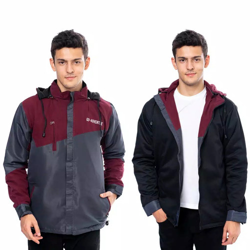 Foto Produk jaket pria outdoor gunung waterproof Anti Air Bolak Balik - Maroon dari Gudang Fashion Indonesia