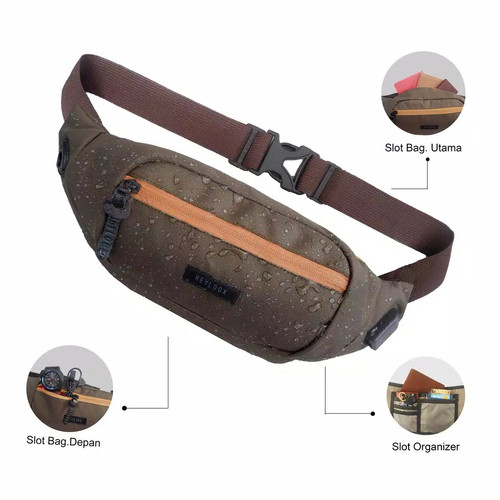 Foto Produk TAS SELEMPANG PRIA WAIST BAG SEMI-WATERPROOF ANTI - Hitam dari Gudang Fashion Indonesia