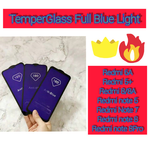 Foto Produk TemperGlass Full Blue Light Redmi 5+/6A/8/8A/Note 7/Note 8/Note 8 Pro dari speedshop85