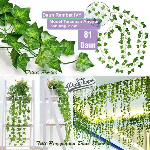 Foto Produk Daun Rambat Plastik / Hiasan Dinding Daun IVY Artificial / Daun Anggur dari PARTY HOPE 2