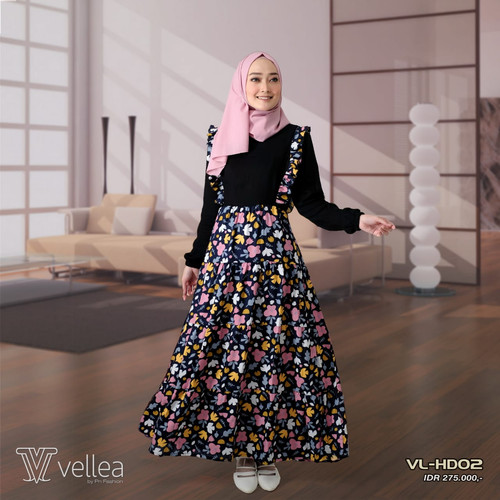 Foto Produk GAMIS MUSLIMAH PN FASHION VL-HD 02 motif bunga HITAM - S dari assalam busana