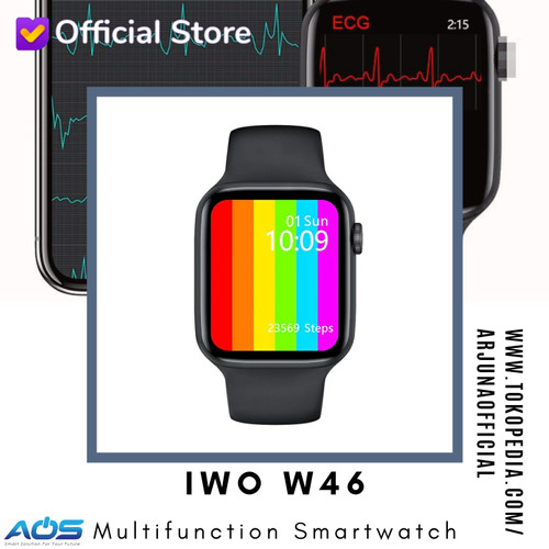 Foto Produk Smartwatch IWO W46 Series 6 model apple watch - Hitam dari Arjuna Official Store