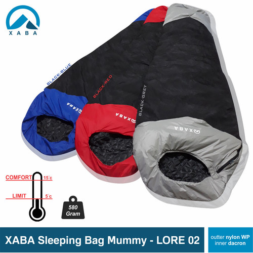 Foto Produk Sleeping bag mummy xaba Lore-UL nylon waterproof dan polar - Biru dari XABA