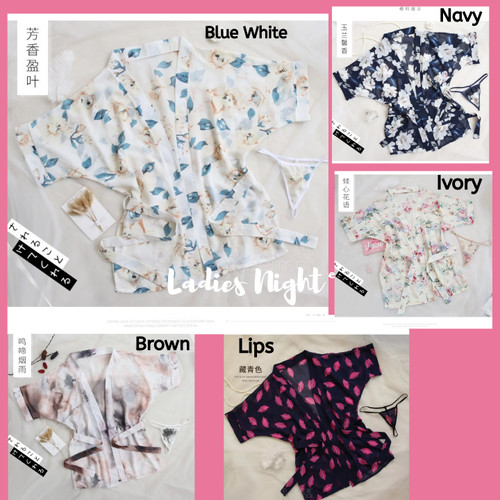 Foto Produk Pink Rose Hyukie Sexy Kimono Lingerie - Tali Pinggang +Gtring - Navy dari Ladies Night