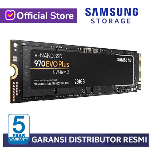 Foto Produk SAMSUNG SSD 970 EVO PLUS NVMe M.2 250GB - Garansi 5 Tahun dari Samsung Storage Official