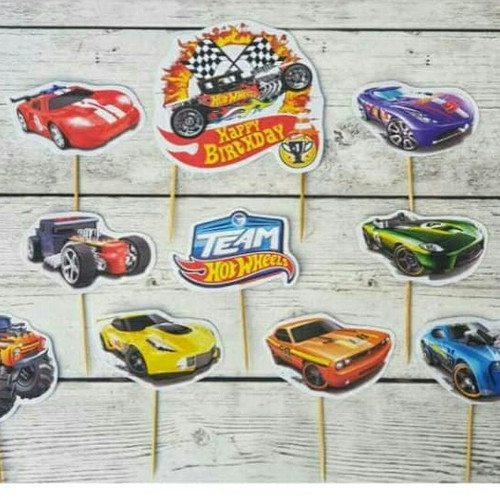 Foto Produk topper cake cupcake hiasan kue ulang tahun karakter hot wheels dari recht shop