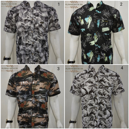 Foto Produk Kemeja Pria Lengan Pendek Surfing Distro Santai Casual Pantai - MOTIF NO TIGA, M dari RUMAH BATIK 88