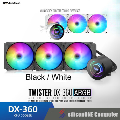 Foto Produk AIGO Twister DX360 ARGB DX-360 Liquid AIO Black / White Darkflash dari silicon ONE Computer
